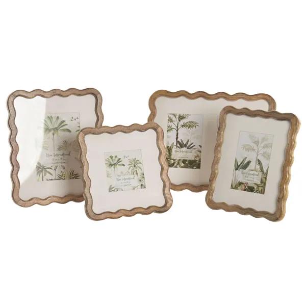 Photo frame Home ESPRIT White Brown Natural Crystal Mango wood Urban