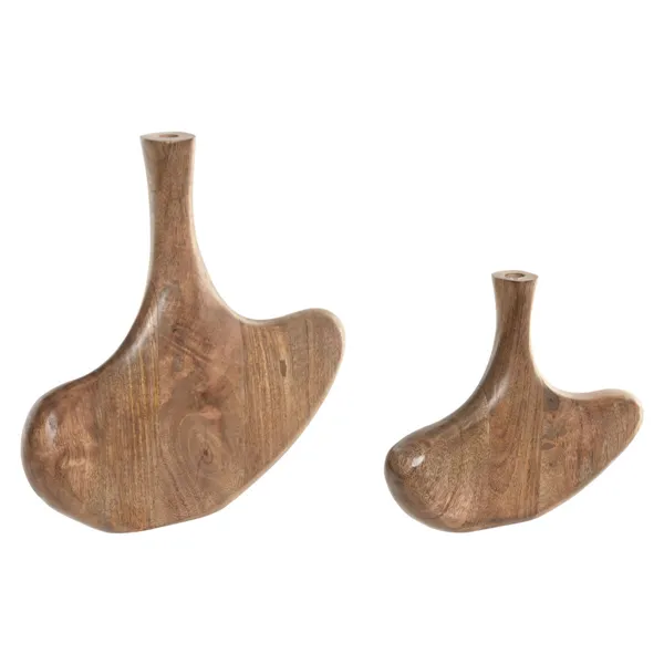 Set of 2 Vases Home ESPRIT Brown Mango wood Abstract Natural Urban 29 X 4,5 X 26 CM (2 Pieces)