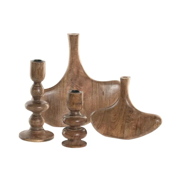 Set of 2 Vases Home ESPRIT Brown Mango wood Abstract Natural Urban 29 X 4,5 X 26 CM (2 Pieces)