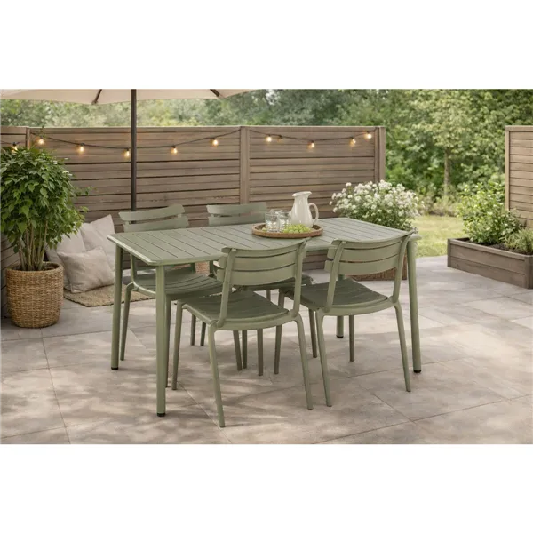 Table set with 4 chairs Home ESPRIT Green 140 x 70 x 75 cm