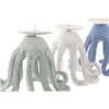 Candleholder Home ESPRIT Blue White Resin (3 Units)