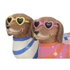 Decorative Figure Home ESPRIT Blue Orange Dog Mediterranean (2 Pieces) (2 Units)