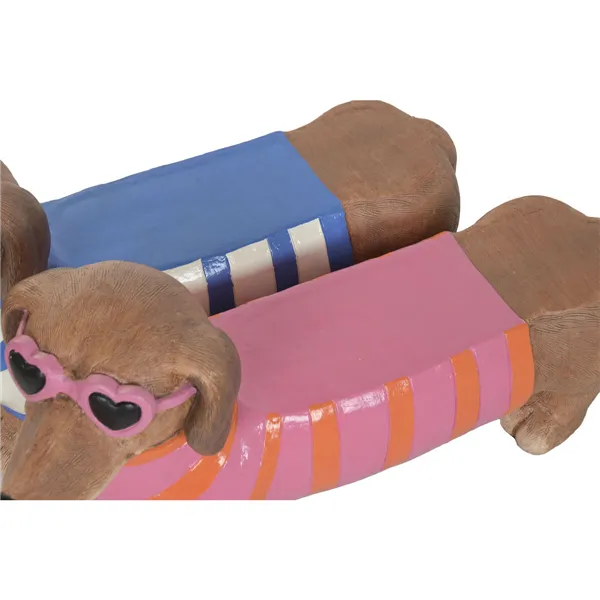 Decorative Figure Home ESPRIT Blue Orange Dog Mediterranean (2 Pieces) (2 Units)