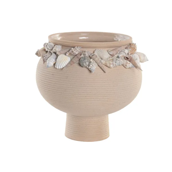 Vase Home ESPRIT Cream Ceramic Mediterranean 21 x 21 x 20 cm