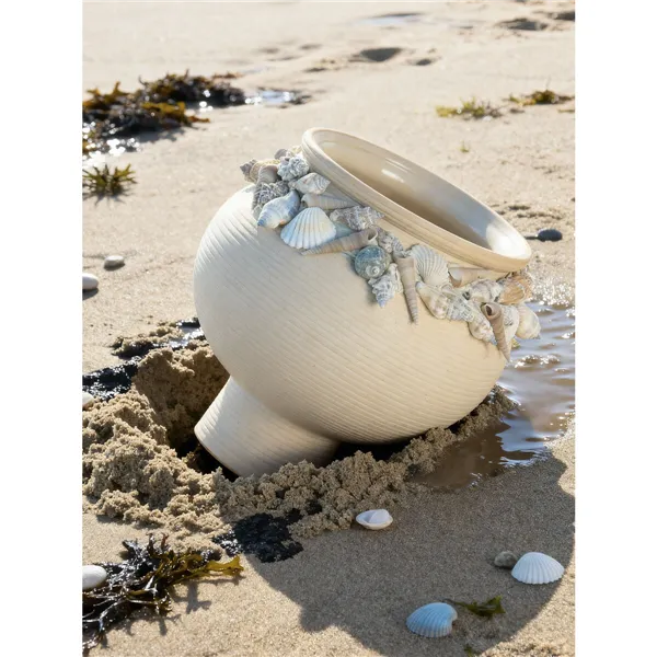 Vase Home ESPRIT Cream Ceramic Mediterranean 21 x 21 x 20 cm
