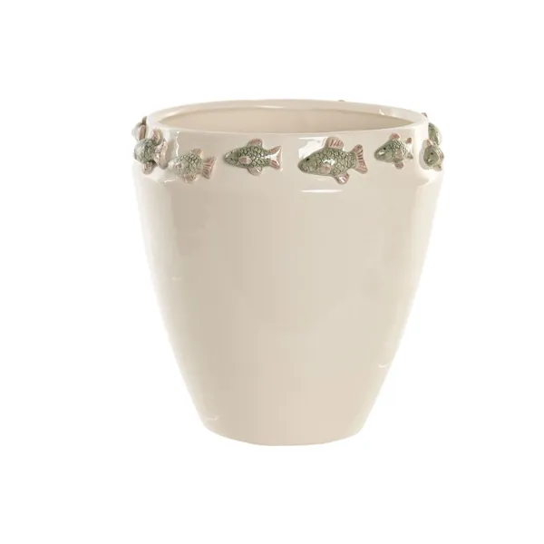 Vase Home ESPRIT Green Cream Ceramic Mediterranean 25 X 25 X 25,5 CM