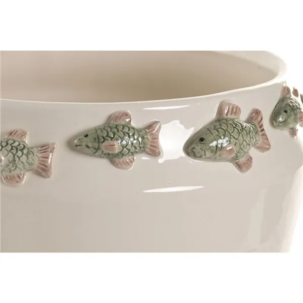 Vase Home ESPRIT Green Cream Ceramic Mediterranean 25 X 25 X 25,5 CM