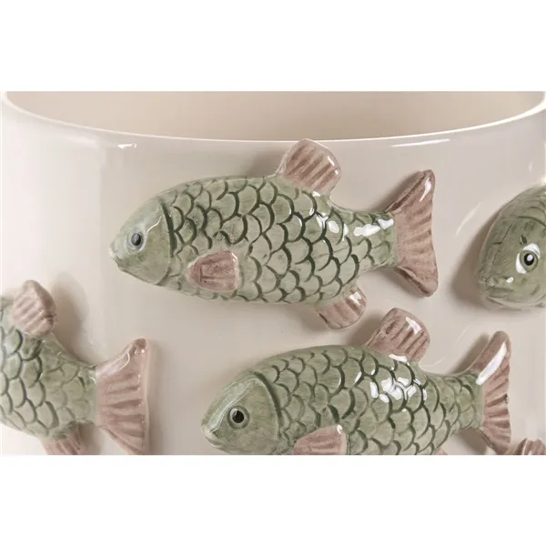 Planter Home ESPRIT White Green Ceramic Mediterranean 18,5 x 18,5 x 14 cm