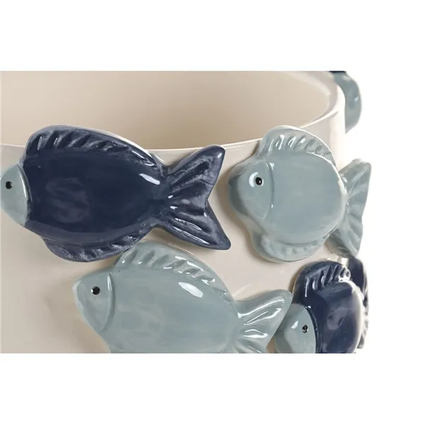 Planter Home ESPRIT Blue White Ceramic 18 x 18 x 16 cm