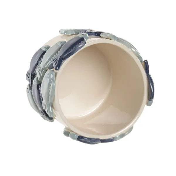 Planter Home ESPRIT Blue White Ceramic 18 x 18 x 16 cm