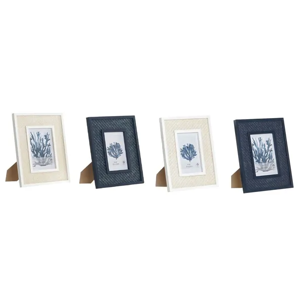 Photo frame Home ESPRIT White Navy Blue MDF Wood Sailor Navy (4 Units)