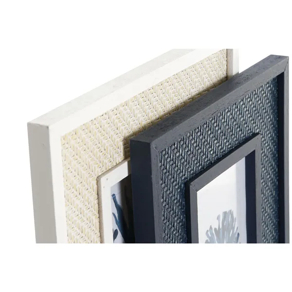 Photo frame Home ESPRIT White Navy Blue MDF Wood Sailor Navy (4 Units)