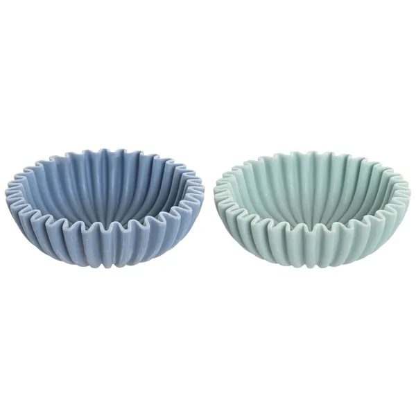 Centerpiece Home ESPRIT Turquoise Navy Blue Resin 20 X 20 X 6,5 cm (2 Units)