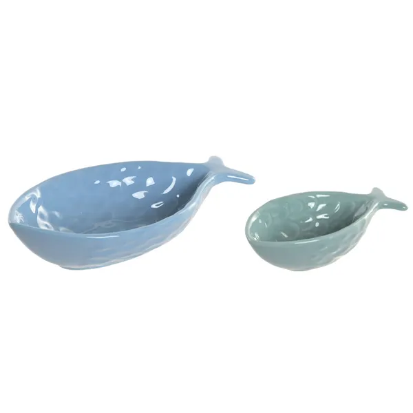 Centerpiece Home ESPRIT Blue Turquoise Stoneware 24 x 13 x 5,5 cm (2 Units)