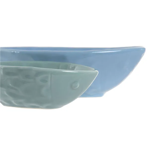 Centerpiece Home ESPRIT Blue Turquoise Stoneware 24 x 13 x 5,5 cm (2 Units)