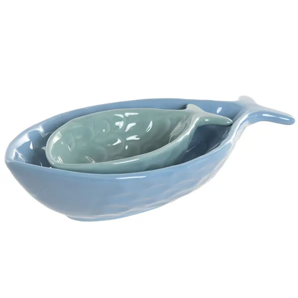 Centerpiece Home ESPRIT Blue Turquoise Stoneware 24 x 13 x 5,5 cm (2 Units)