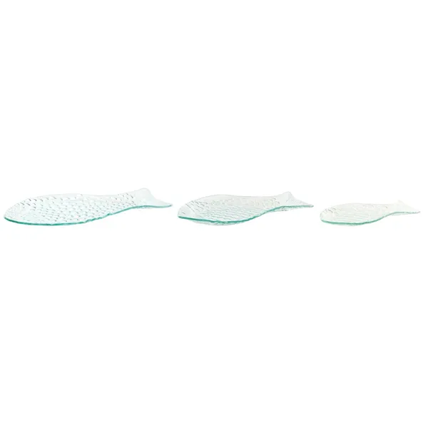 Set of trays Home ESPRIT Sky blue Fish Mediterranean (3 Units)