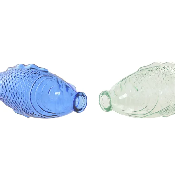 Vase Home ESPRIT Blue Turquoise Crystal Mediterranean 10 X 7 X 26,3 CM (2 Units)