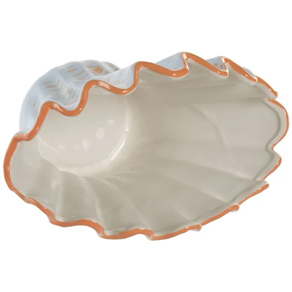 Vase Home ESPRIT Blue Orange Stoneware Shell Mediterranean 28,5 X 13,5 X 20,5 CM