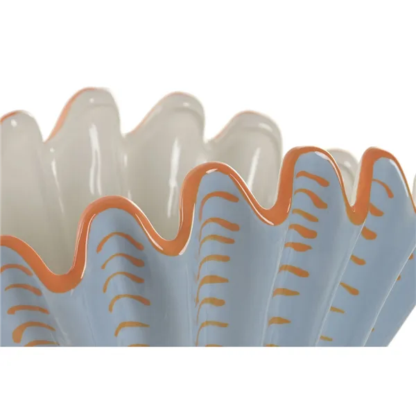 Vase Home ESPRIT Blue Orange Stoneware Shell Mediterranean 28,5 X 13,5 X 20,5 CM