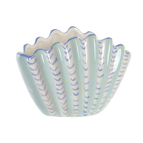 Vase Home ESPRIT Sky blue Stoneware Shell Mediterranean 22 X 11,3 X 15 CM