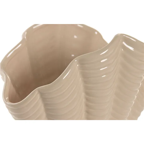 Vase Home ESPRIT Beige Stoneware Shell Mediterranean 25 X 14,5 X 17,5 CM