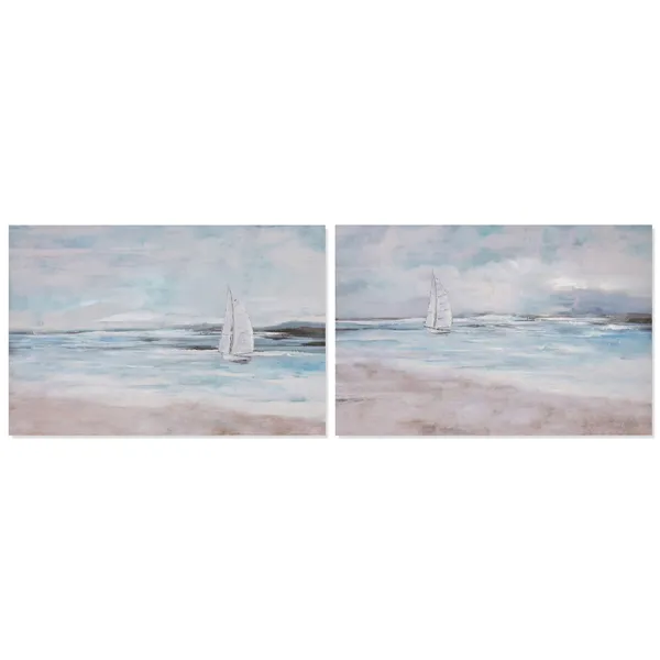 Canvas Home ESPRIT Blue Beige Beach Mediterranean 120 x 2,8 x 80 cm (2 Units)