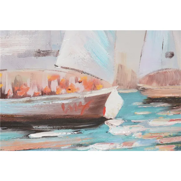 Canvas Home ESPRIT White Turquoise Yachts Mediterranean 120 x 3,8 x 60 cm (2 Units)