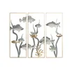 Wall Decoration Home ESPRIT Blue Golden Metal Mediterranean 90 X 3,8 X 80,5 CM (3 Pieces)
