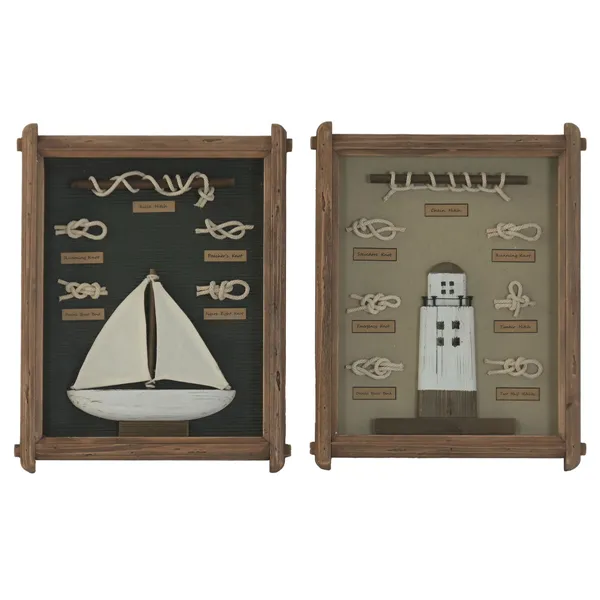 Painting Home ESPRIT Crystal Rope Pinewood 34 x 4 x 46 cm (2 Units)