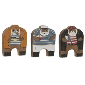 Decorative Figure Home ESPRIT Blue Orange Natural Sailor (3 Units)
