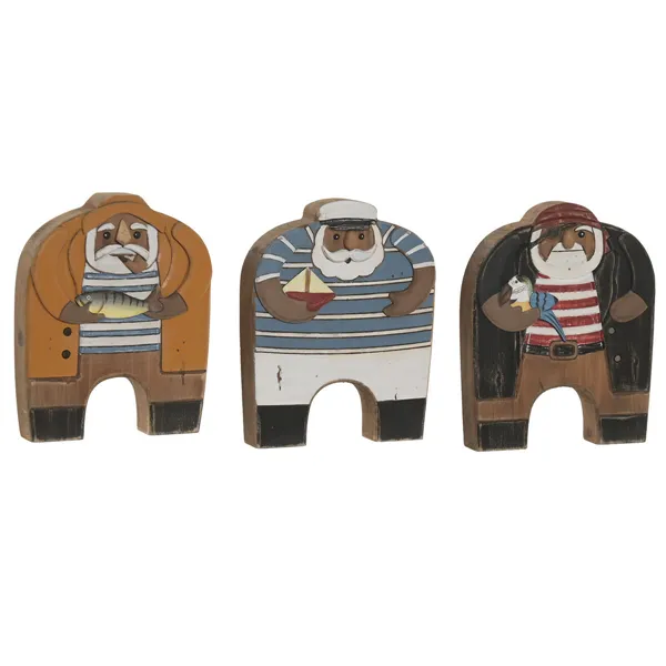 Decorative Figure Home ESPRIT Blue Orange Natural Sailor (3 Units)