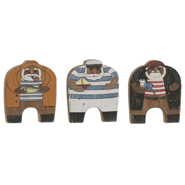 Decorative Figure Home ESPRIT Blue Orange Natural Sailor (3 Units)