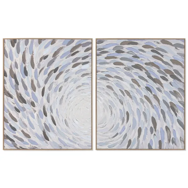 Canvas Home ESPRIT Blue White Spirals 82,5 X 3 X 102,5 CM (2 Units)