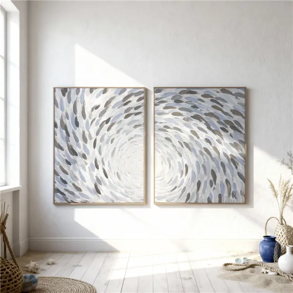Canvas Home ESPRIT Blue White Spirals 82,5 X 3 X 102,5 CM (2 Units)