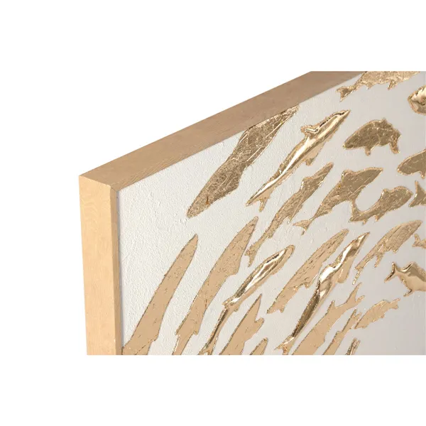 Canvas Home ESPRIT White Golden Spirals Mediterranean 82,5 X 3 X 102,5 CM (2 Units)