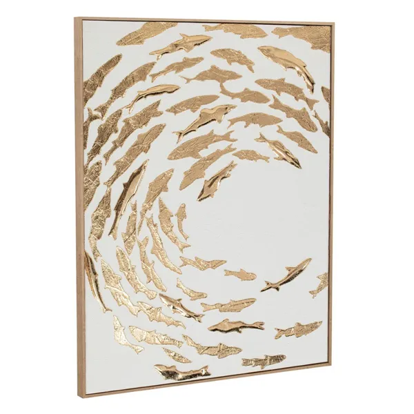 Canvas Home ESPRIT White Golden Spirals Mediterranean 82,5 X 3 X 102,5 CM (2 Units)