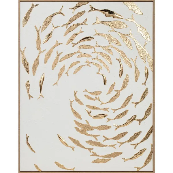 Canvas Home ESPRIT White Golden Spirals Mediterranean 82,5 X 3 X 102,5 CM (2 Units)