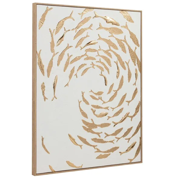 Canvas Home ESPRIT White Golden Spirals Mediterranean 82,5 X 3 X 102,5 CM (2 Units)