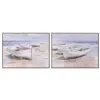Canvas Home ESPRIT White Beige Ship Mediterranean With relief 80 x 2,5 x 60 cm (2 Units)