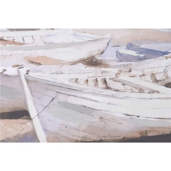 Canvas Home ESPRIT White Beige Ship Mediterranean With relief 80 x 2,5 x 60 cm (2 Units)