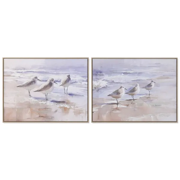Canvas Home ESPRIT Beach Mediterranean With relief 80 x 2,5 x 60 cm (2 Units)