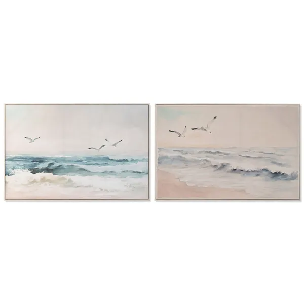 Canvas Home ESPRIT Beach Mediterranean With relief 120 x 2,5 x 80 cm (2 Units)