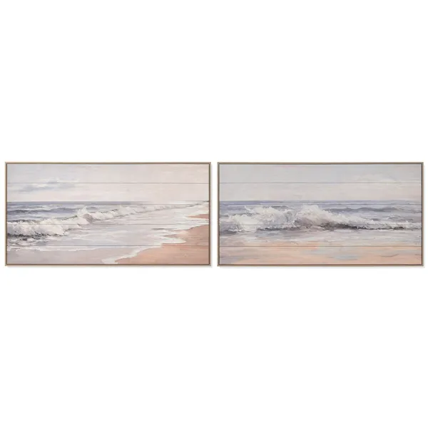 Canvas Home ESPRIT Blue Beige Wood Mediterranean 120 X 2,5 X 60 CM (2 Units)