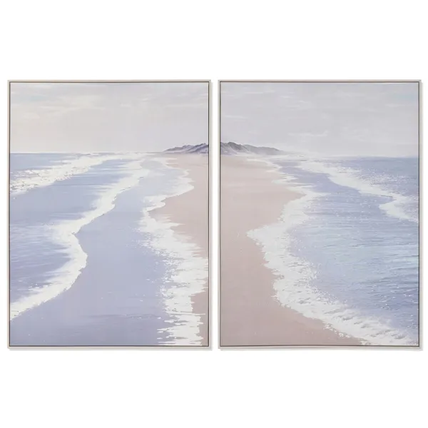 Canvas Home ESPRIT Blue Turquoise Sea and ocean With relief 90 x 2,5 x 120 cm (2 Units)