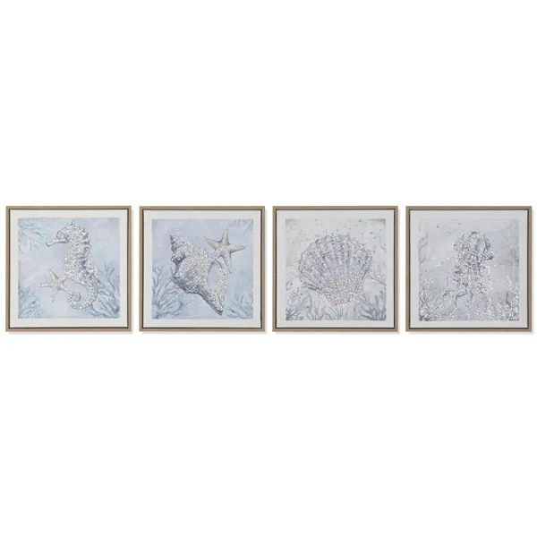 Canvas Home ESPRIT Blue Mediterranean Navy 30 x 2,5 x 30 cm (4 Units)