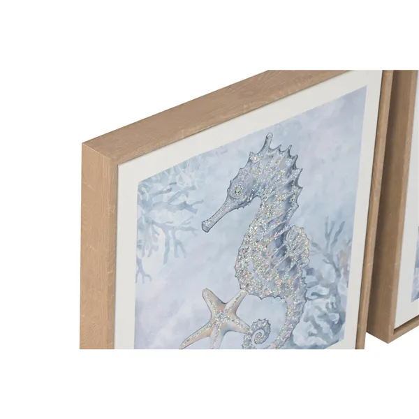 Canvas Home ESPRIT Blue Mediterranean Navy 30 x 2,5 x 30 cm (4 Units)