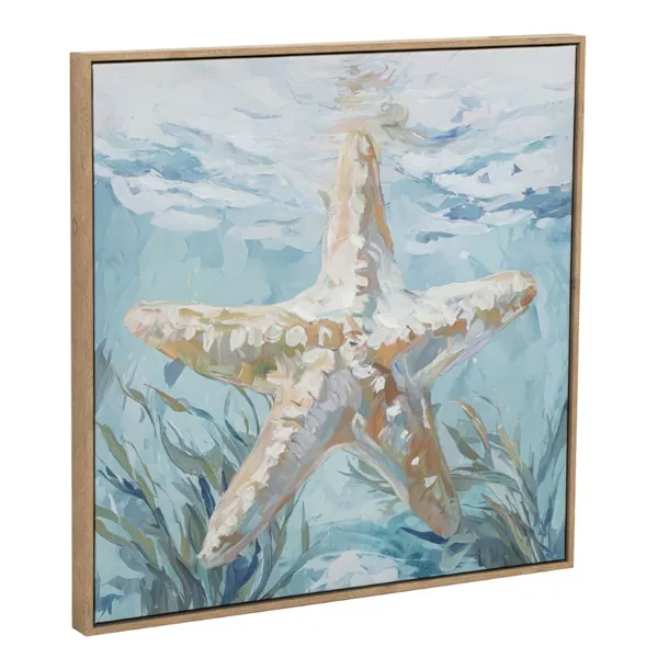 Canvas Home ESPRIT Blue Beige Mediterranean With relief 50 x 2,5 x 50 cm (3 Units)