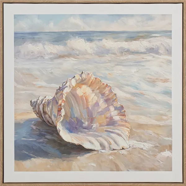 Canvas Home ESPRIT Beach Mediterranean With relief Snail 50 x 2,5 x 50 cm (4 Units)