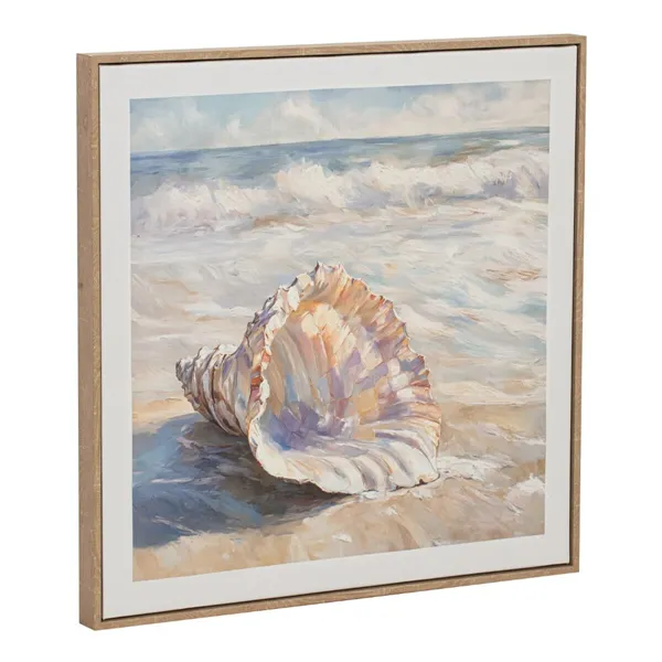 Canvas Home ESPRIT Beach Mediterranean With relief Snail 50 x 2,5 x 50 cm (4 Units)